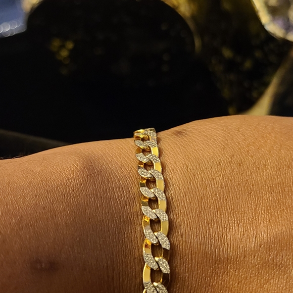 7in Vermeil Diamond Cut Cuban Link Bracelet - Picture 3 of 5